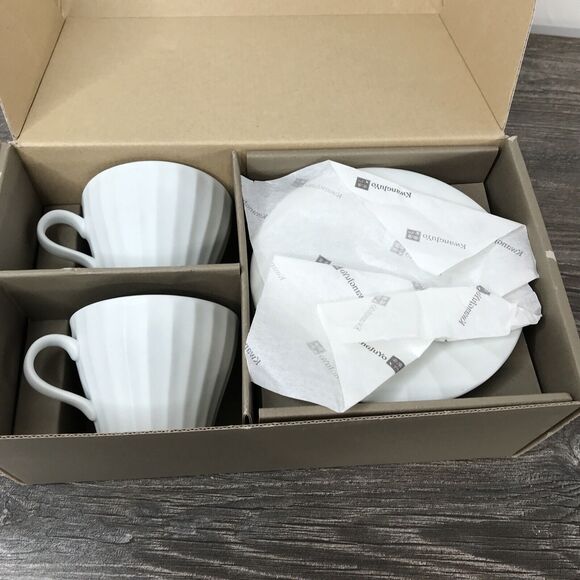 KWANGJUYO Migak-Series Matte White Asian Tea Cup And Saucers Pair Set - Picture 5 of 8